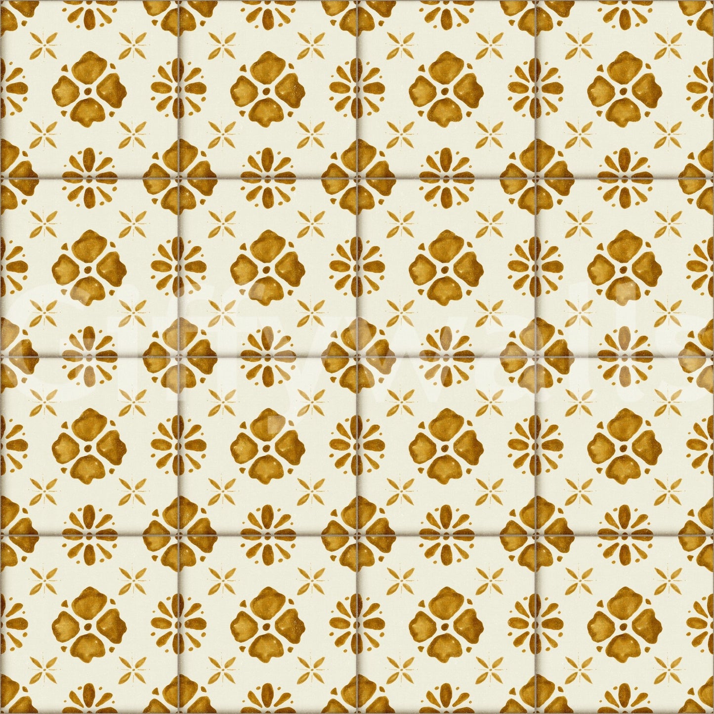 Farmhouse Classic Backsplash Gold Wallpaper⁠