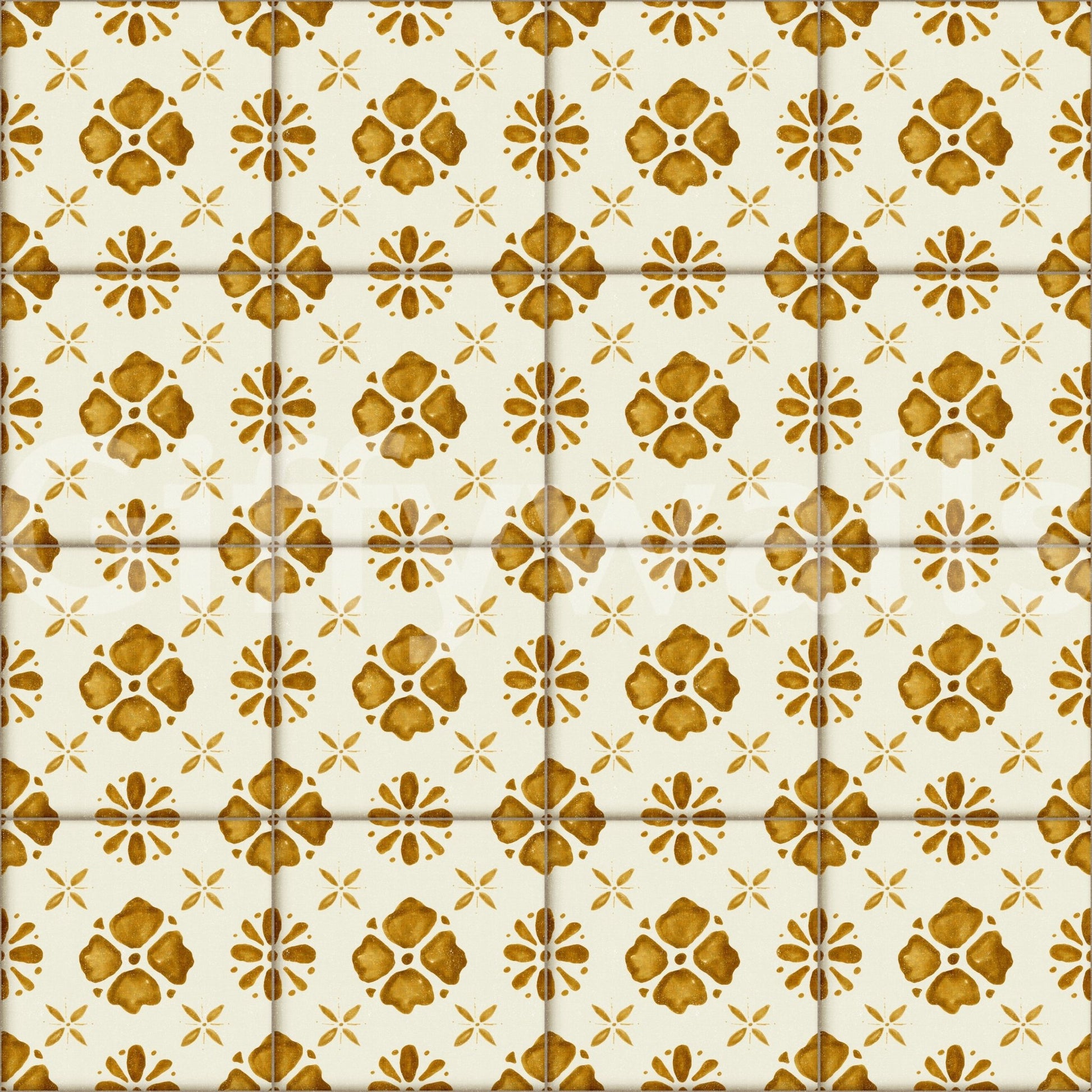 Farmhouse Classic Backsplash Gold Wallpaper⁠