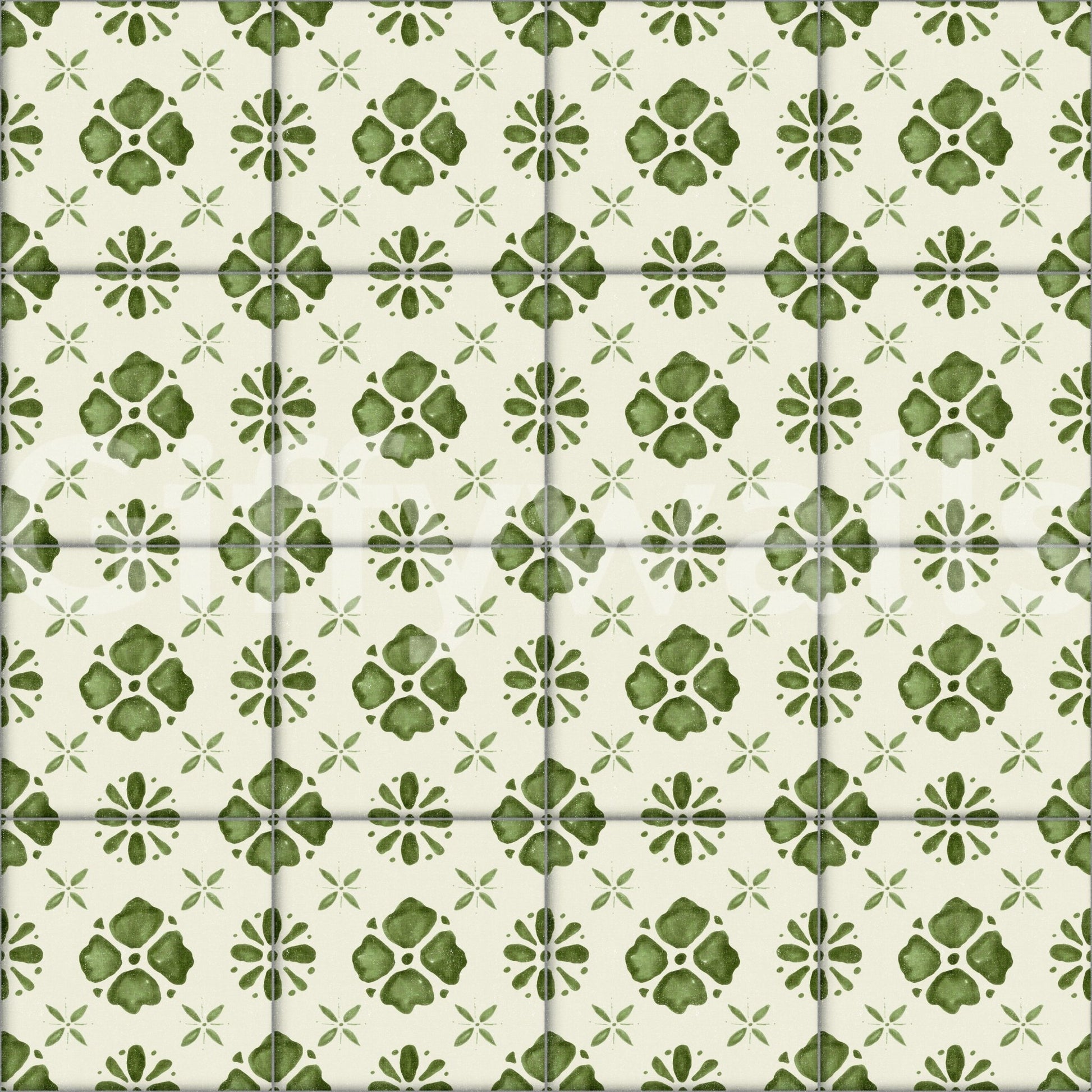 Farmhouse Classic Backsplash Olive Wallpaper⁠