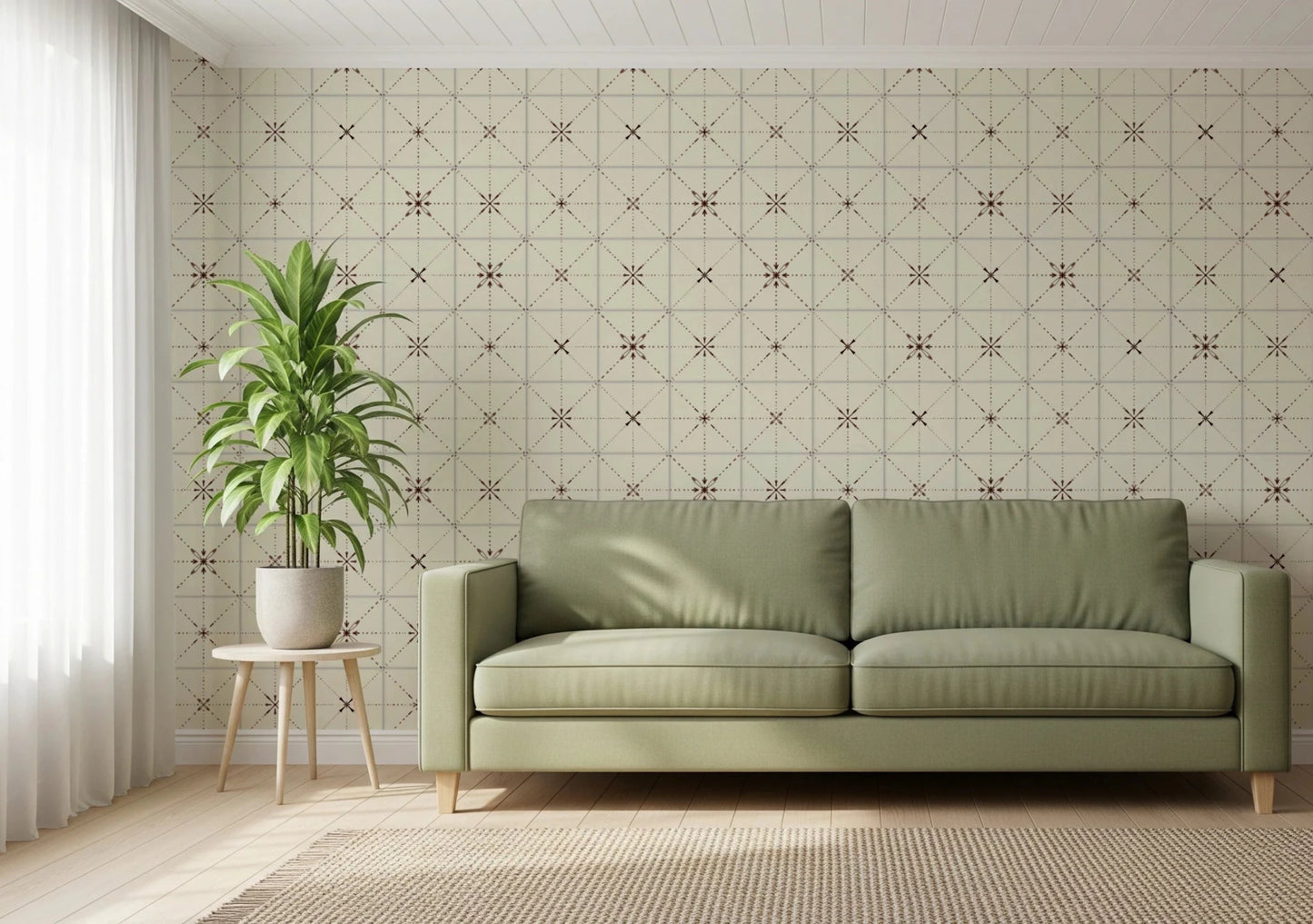 Farmhouse Delicate Backsplash Choco Wallpaper⁠