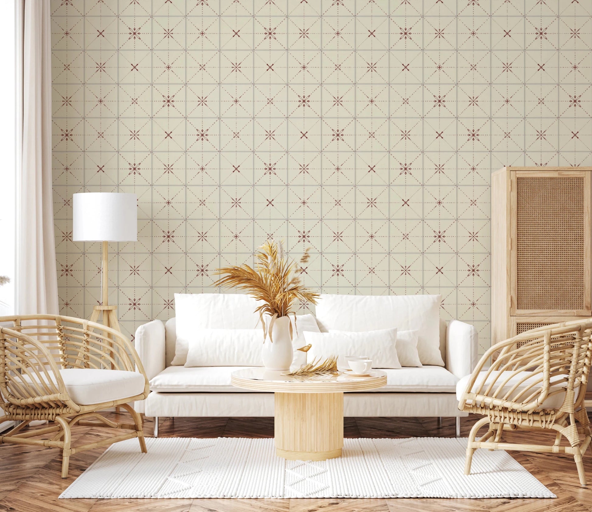 Farmhouse Delicate Backsplash Clay Wallpaper⁠