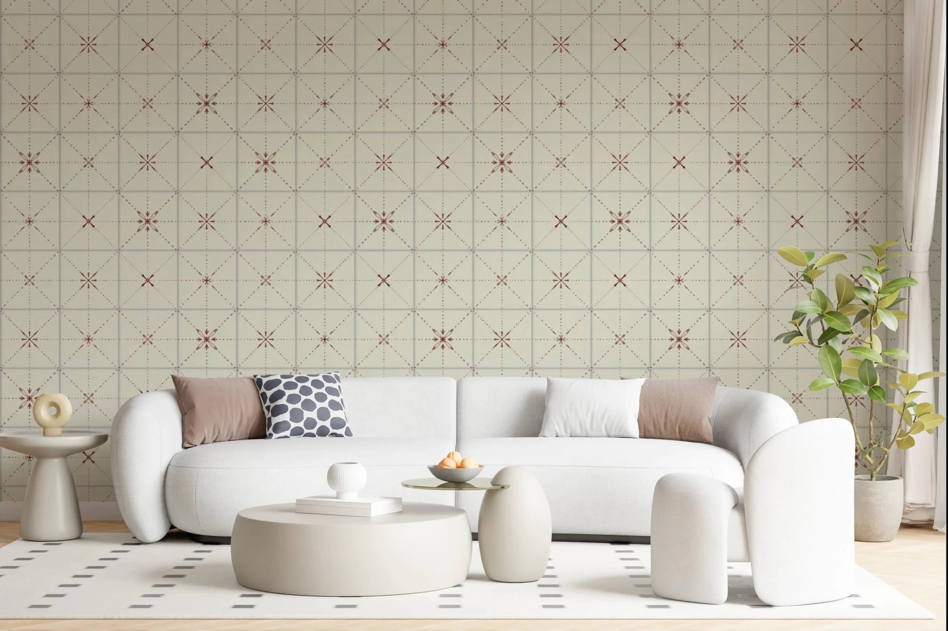 Farmhouse Delicate Backsplash Clay Wallpaper⁠