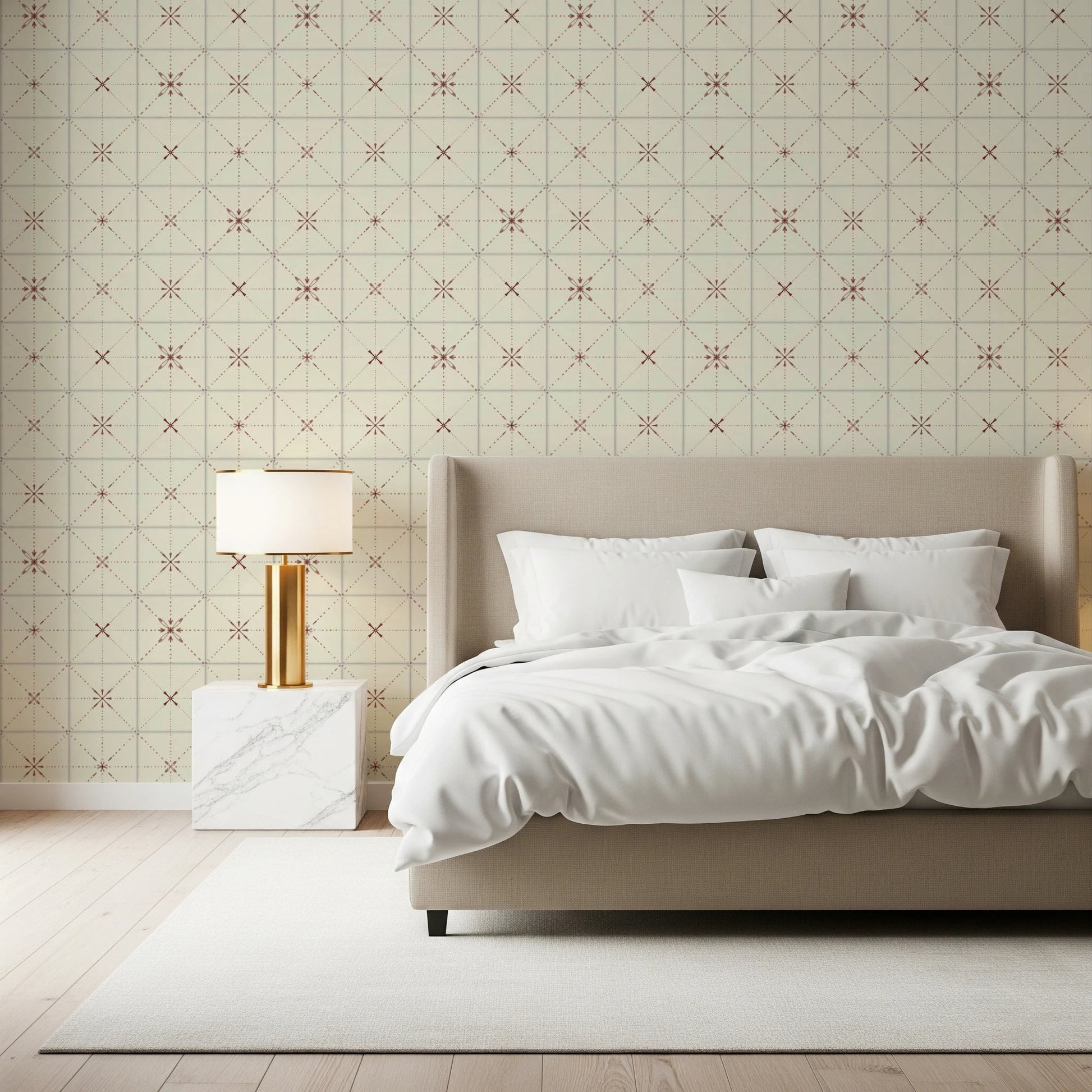 Farmhouse Delicate Backsplash Clay Wallpaper⁠