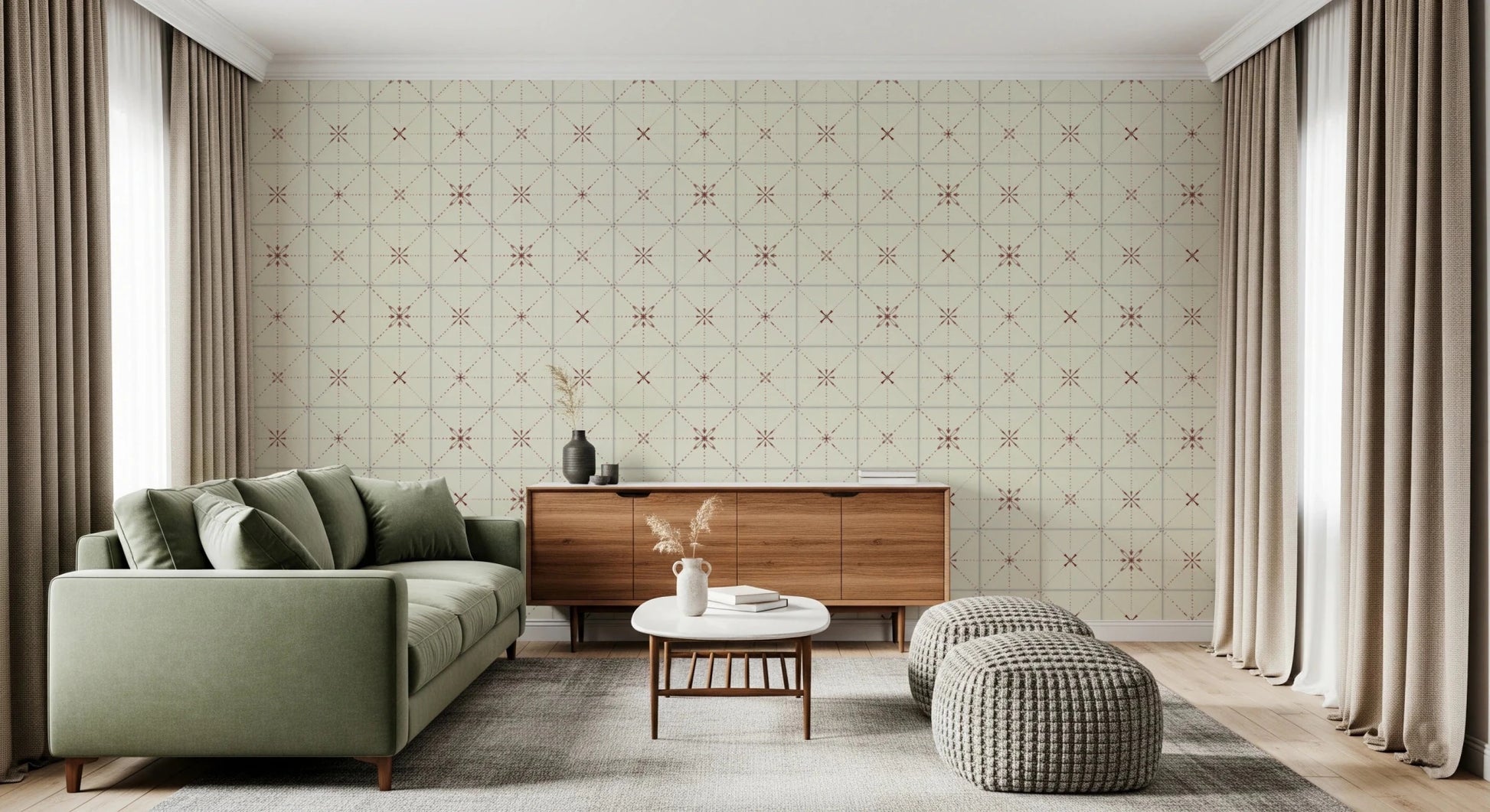 Farmhouse Delicate Backsplash Clay Wallpaper⁠