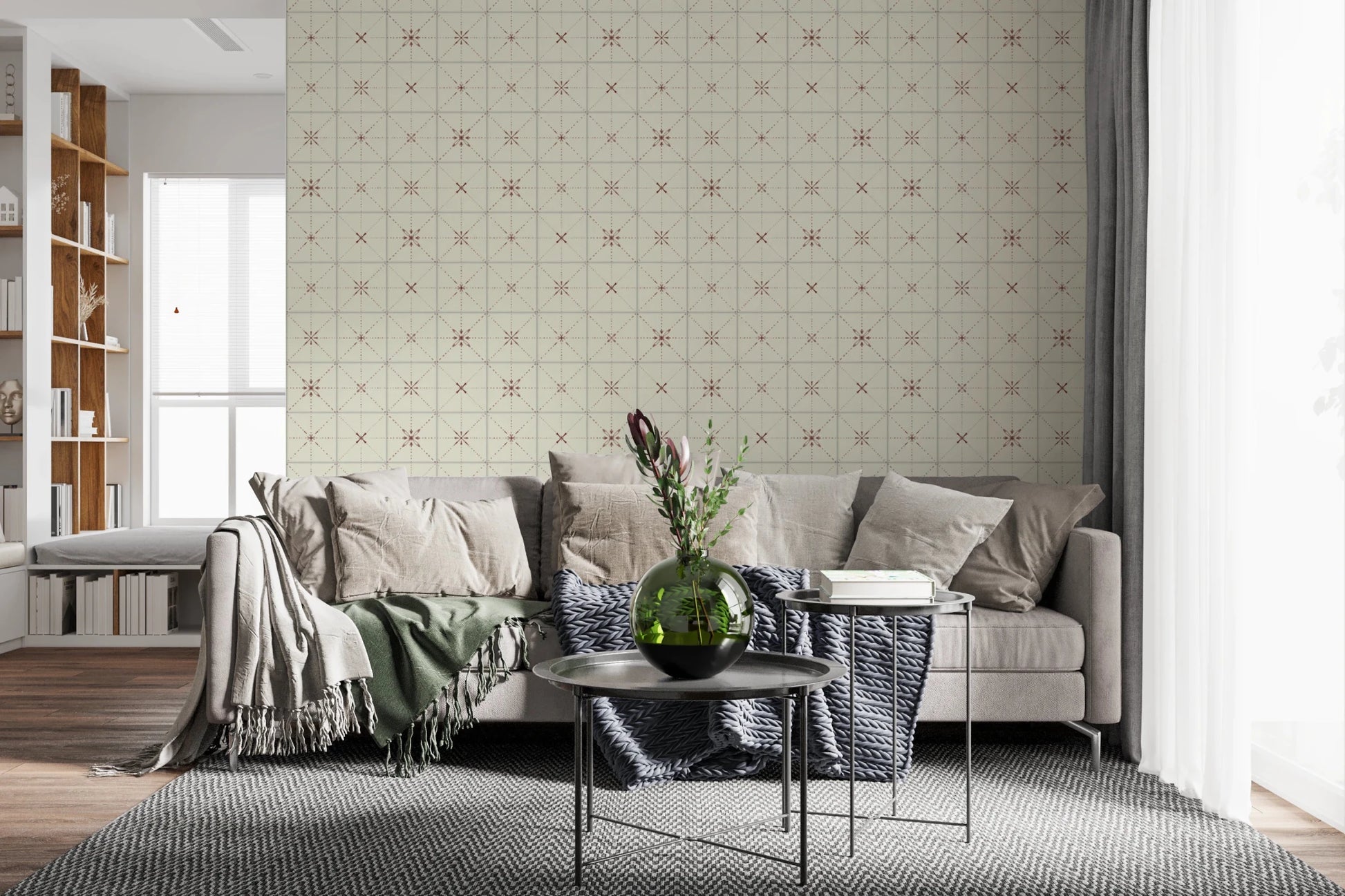 Farmhouse Delicate Backsplash Clay Wallpaper⁠