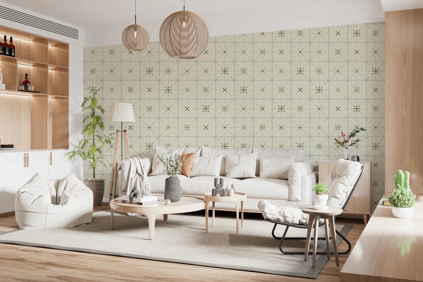 Farmhouse Delicate Backsplash Olive Wallpaper⁠