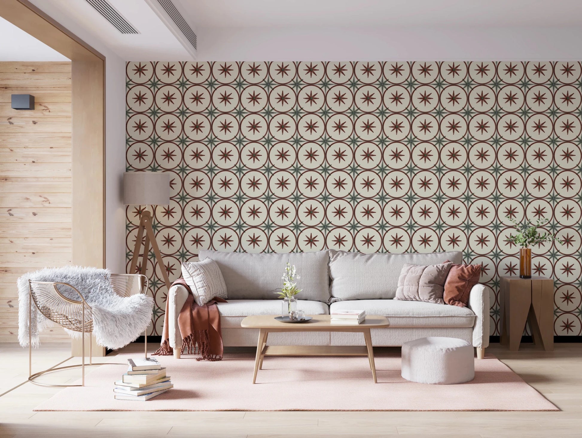 Farmhouse Timeless Backsplash Clay Wallpaper⁠