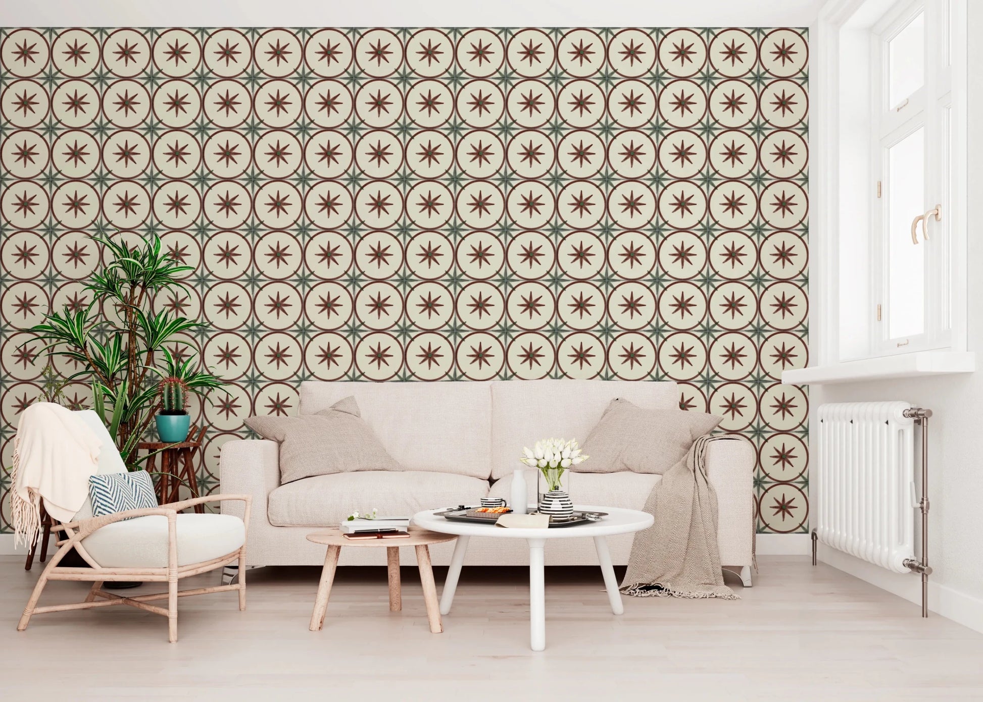 Farmhouse Timeless Backsplash Clay Wallpaper⁠