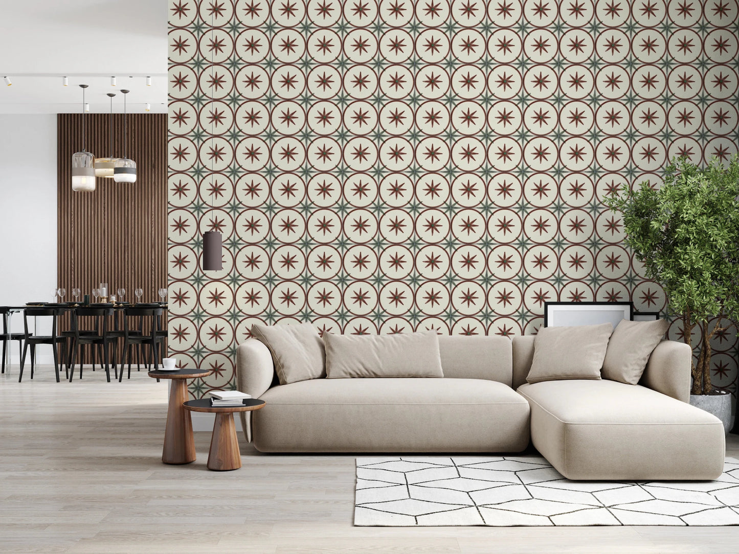 Farmhouse Timeless Backsplash Clay Wallpaper⁠