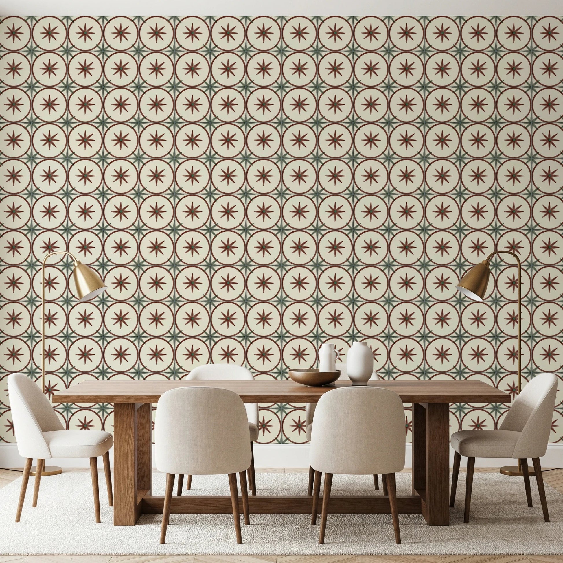 Farmhouse Timeless Backsplash Clay Wallpaper⁠
