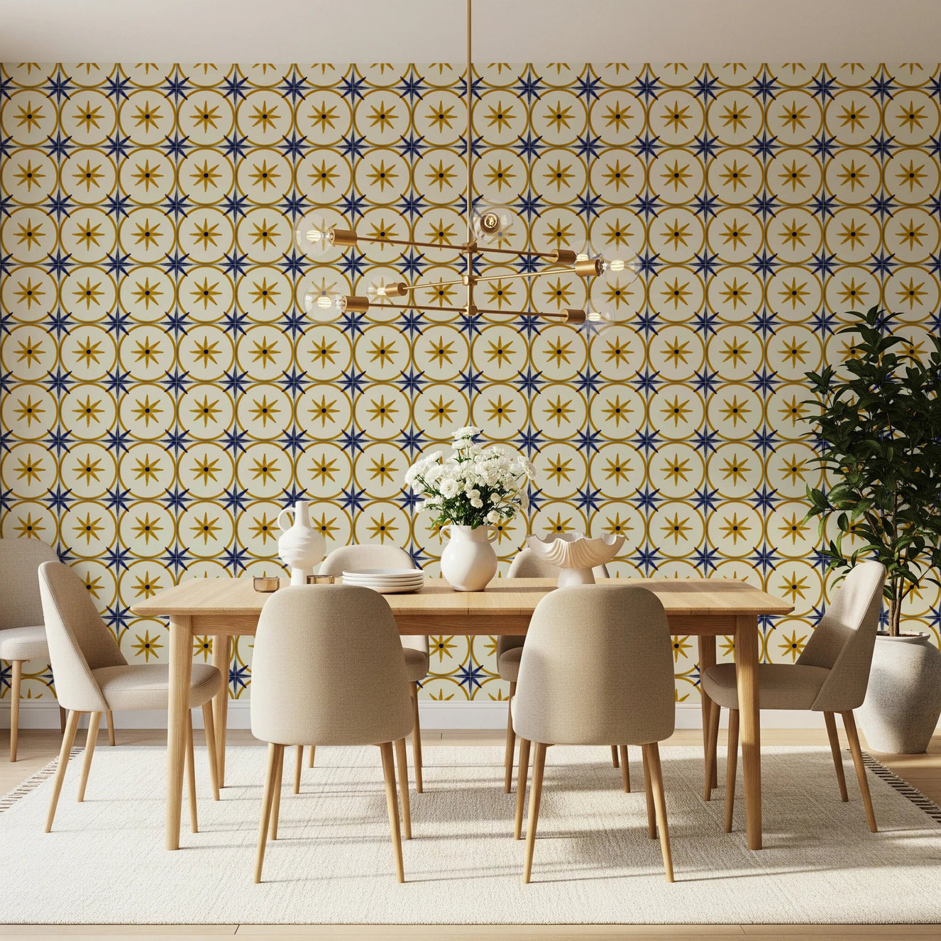 Farmhouse Timeless Backsplash Gold Wallpaper⁠