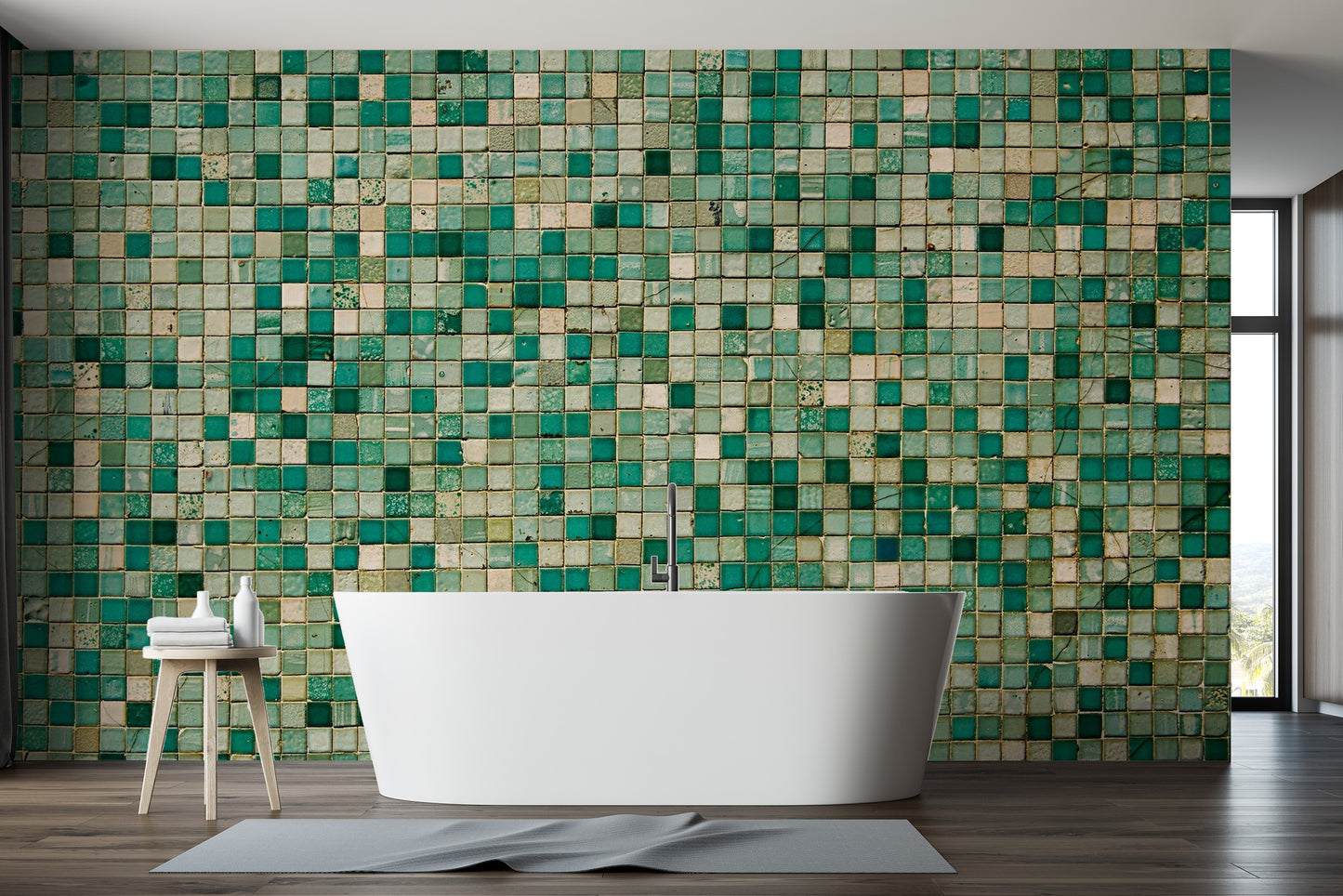 Classic marble textured wall mural showing small square tile segments.
