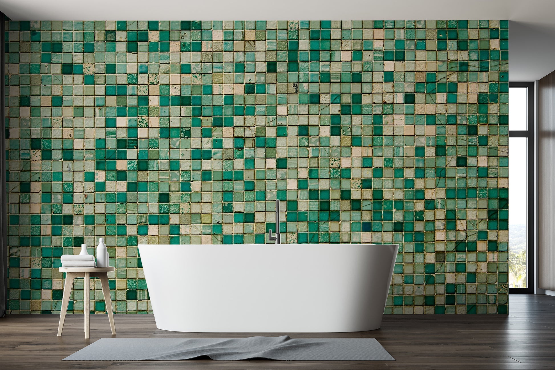 Classic marble textured wall mural showing small square tile segments.