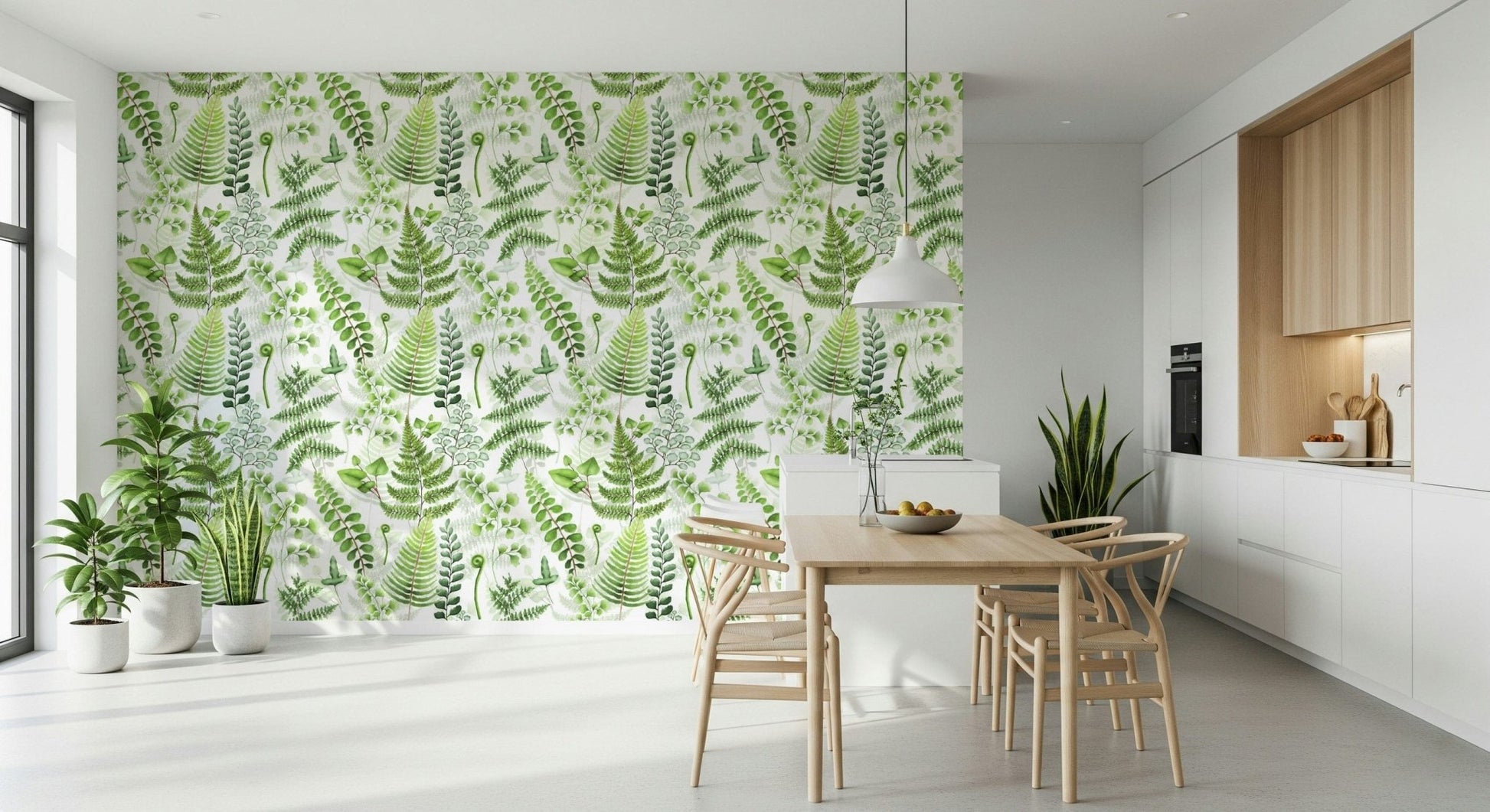 Fresh spring green Fern Fantasy wall treatment