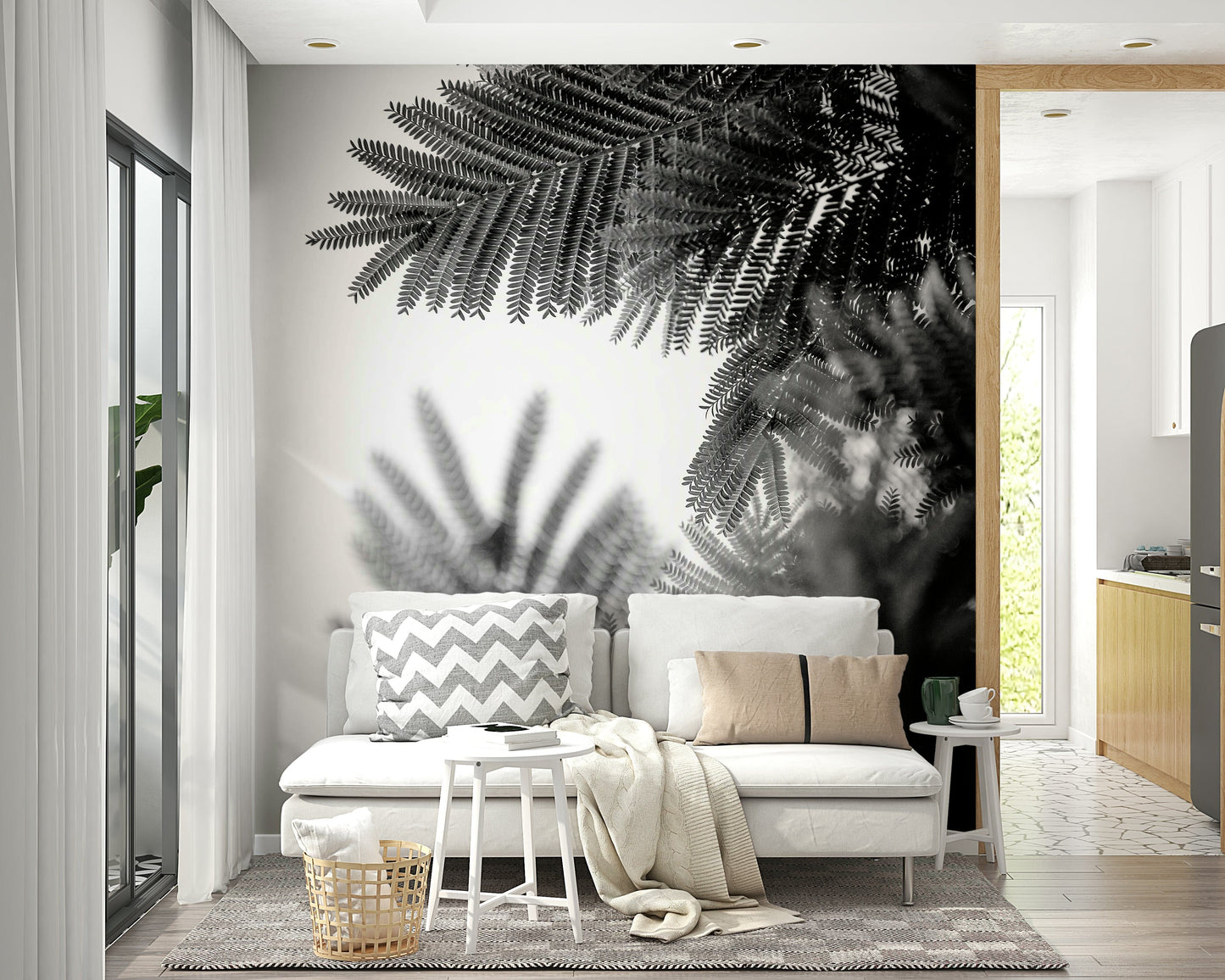 A beautiful modern art wall mural for a living room.

