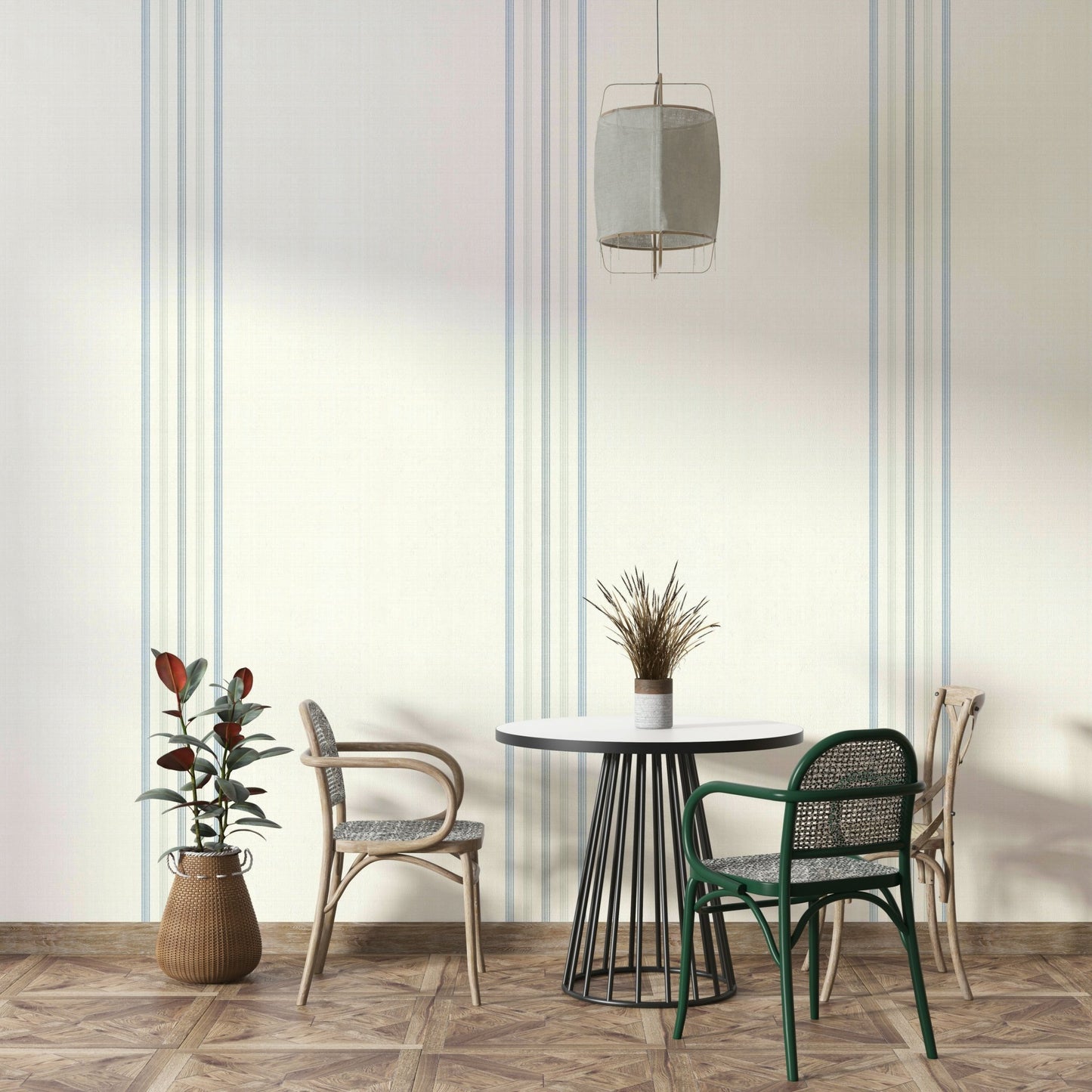 Classic stripe mural for elegant interiors
