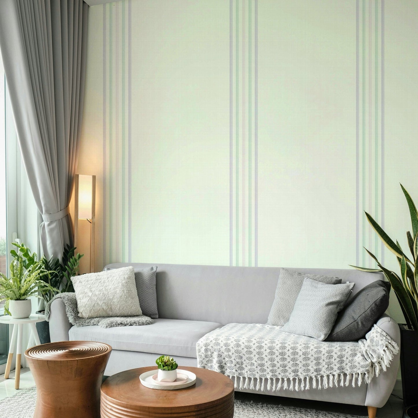 Striped wallpaper with soft rhythmic lines
