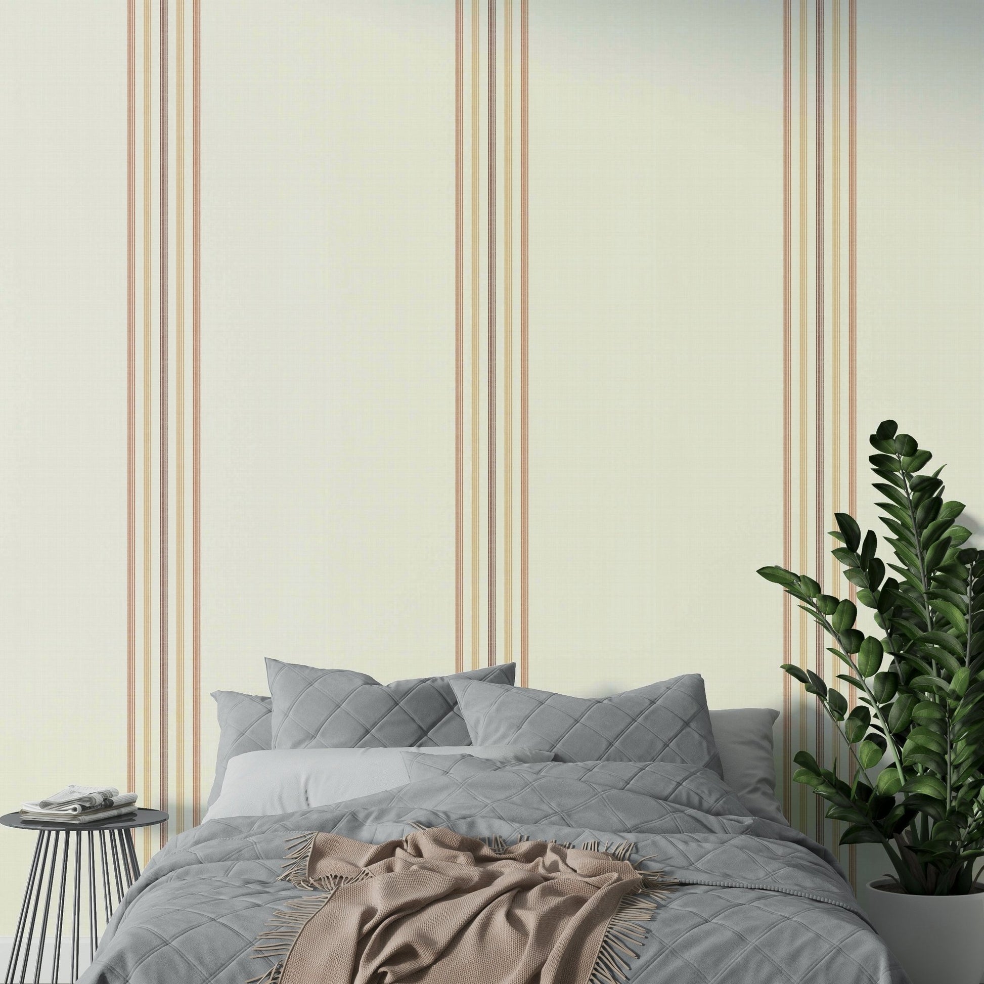 Warm neutral stripe mural wallpaper
