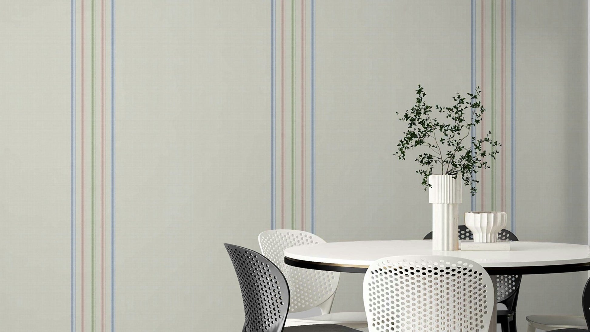 Clean line mural with seasonal colors
