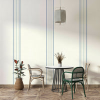Minimalist stripe mural with winter feel
