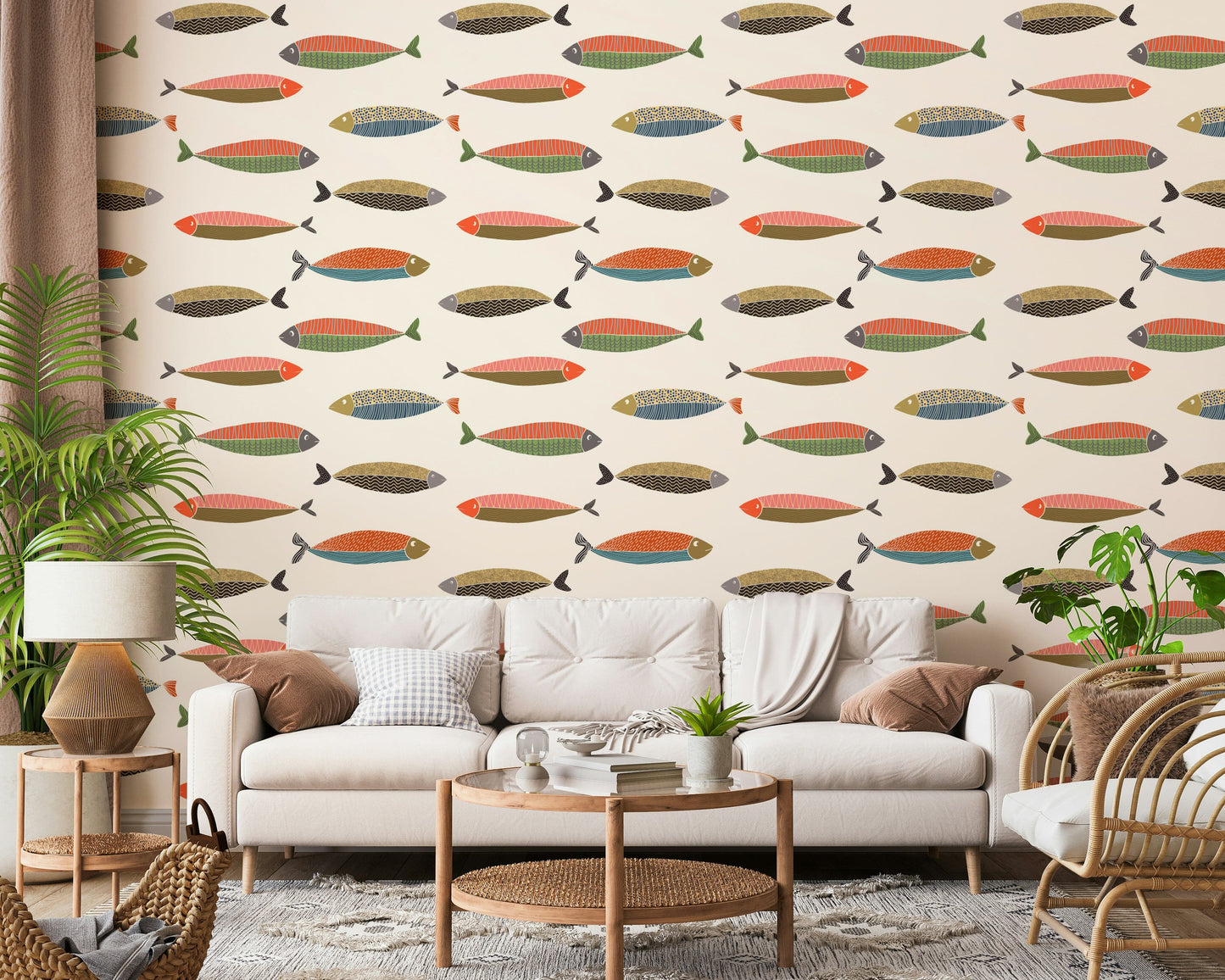 Bunte Fischparade-Tapete