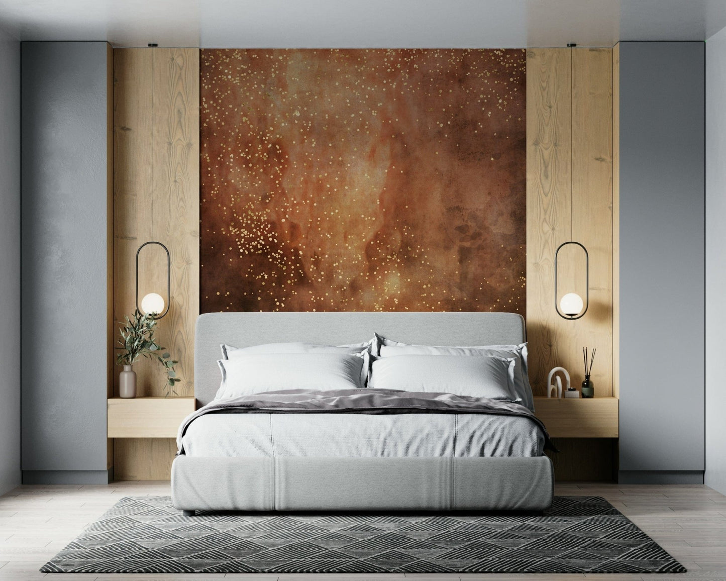Fiery Galaxy Wallpaper Mural – Vivid flame-inspired galaxy with glowing stars and deep black space background.