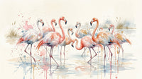 Modern bird illustration in Flamingo Lagoon Dream Wall Mural.