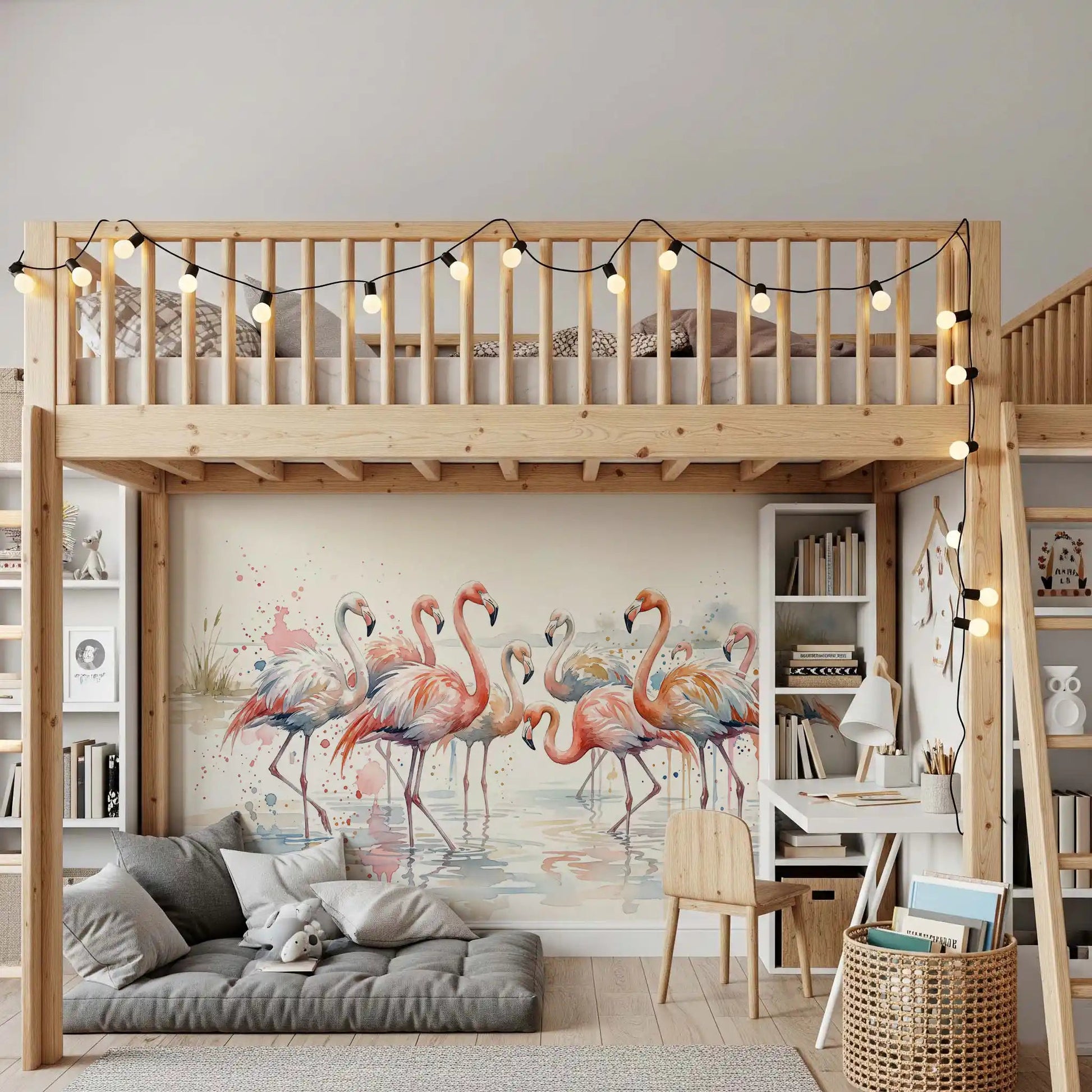 Flamingo Lagoon Dream Wall Mural for a breezy coastal style.