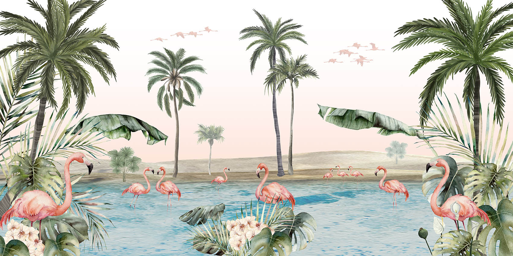 Oasis Flamingo con sfondo di sfondo rosa in your room — zoomed