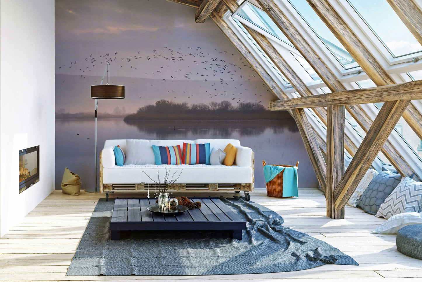 Suitable for a living room, bedroom, or a nature-inspired, calming, contemplative interior.
