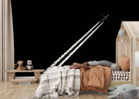 A calming modern abstract wallpaper mural that defines a space.

