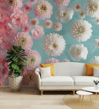 Gentle petals and leaves pattern in wall mural form.

