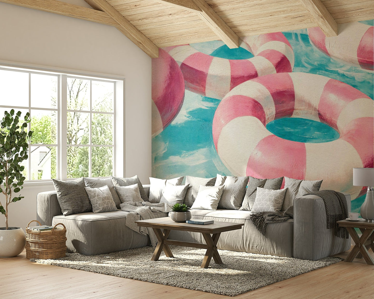 Wall mural with gentle transitions and weightless feel

