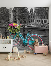 Floral Bicycle of Amsterdam Wall Mural