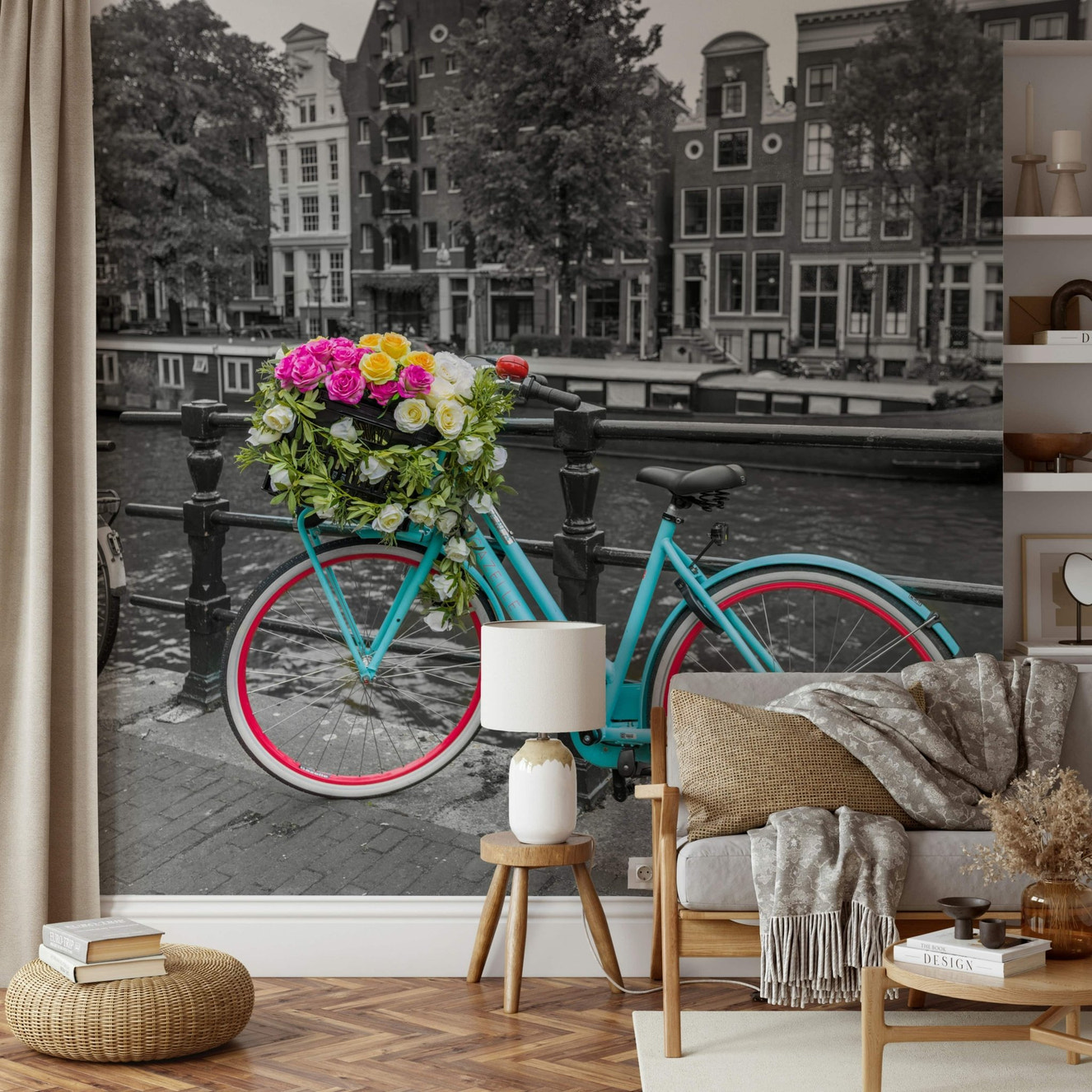 Floral Bicycle of Amsterdam Wall Mural