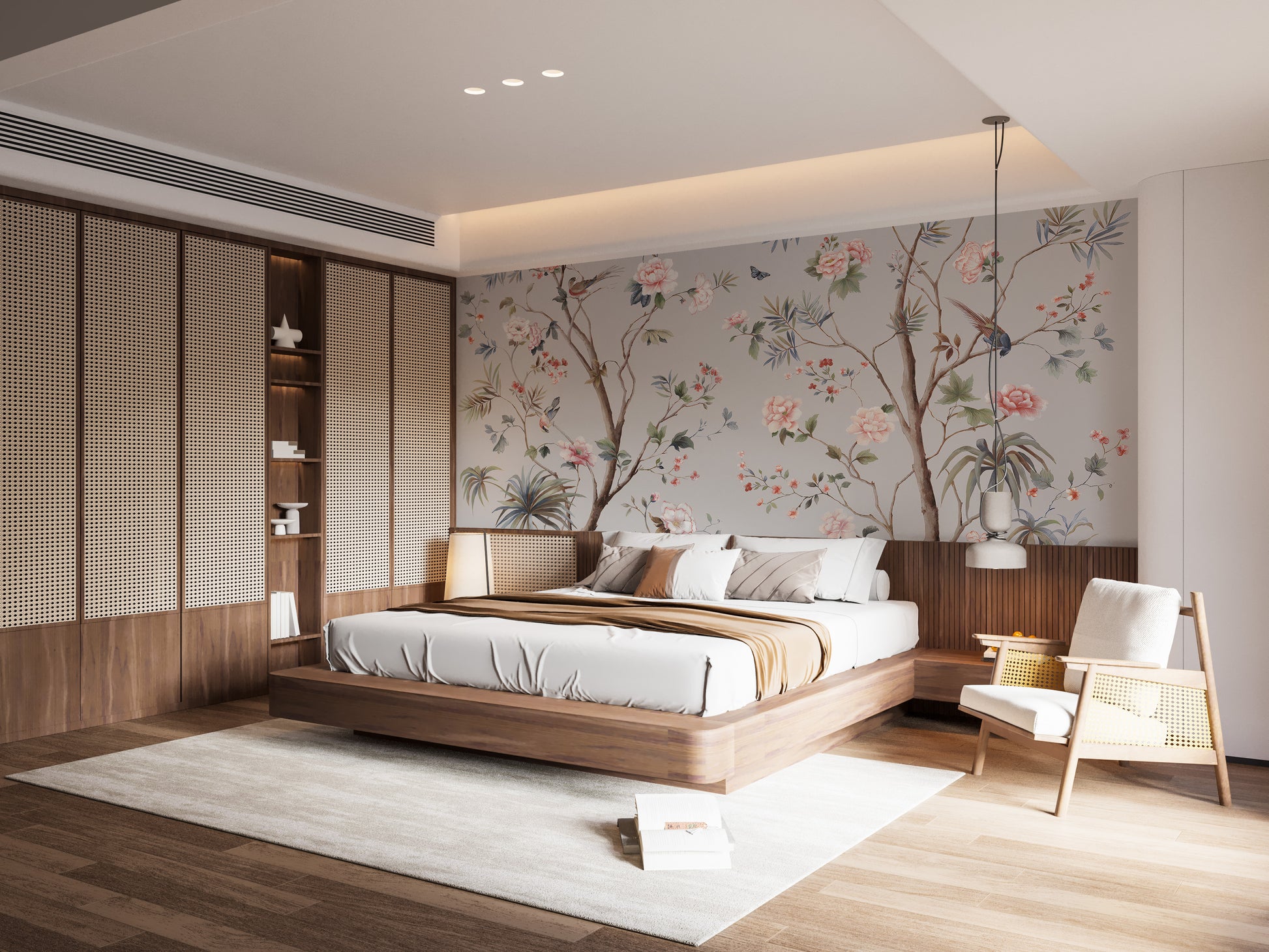 Chinoeserie Floral design Wallpaper Mural - Giffywalls