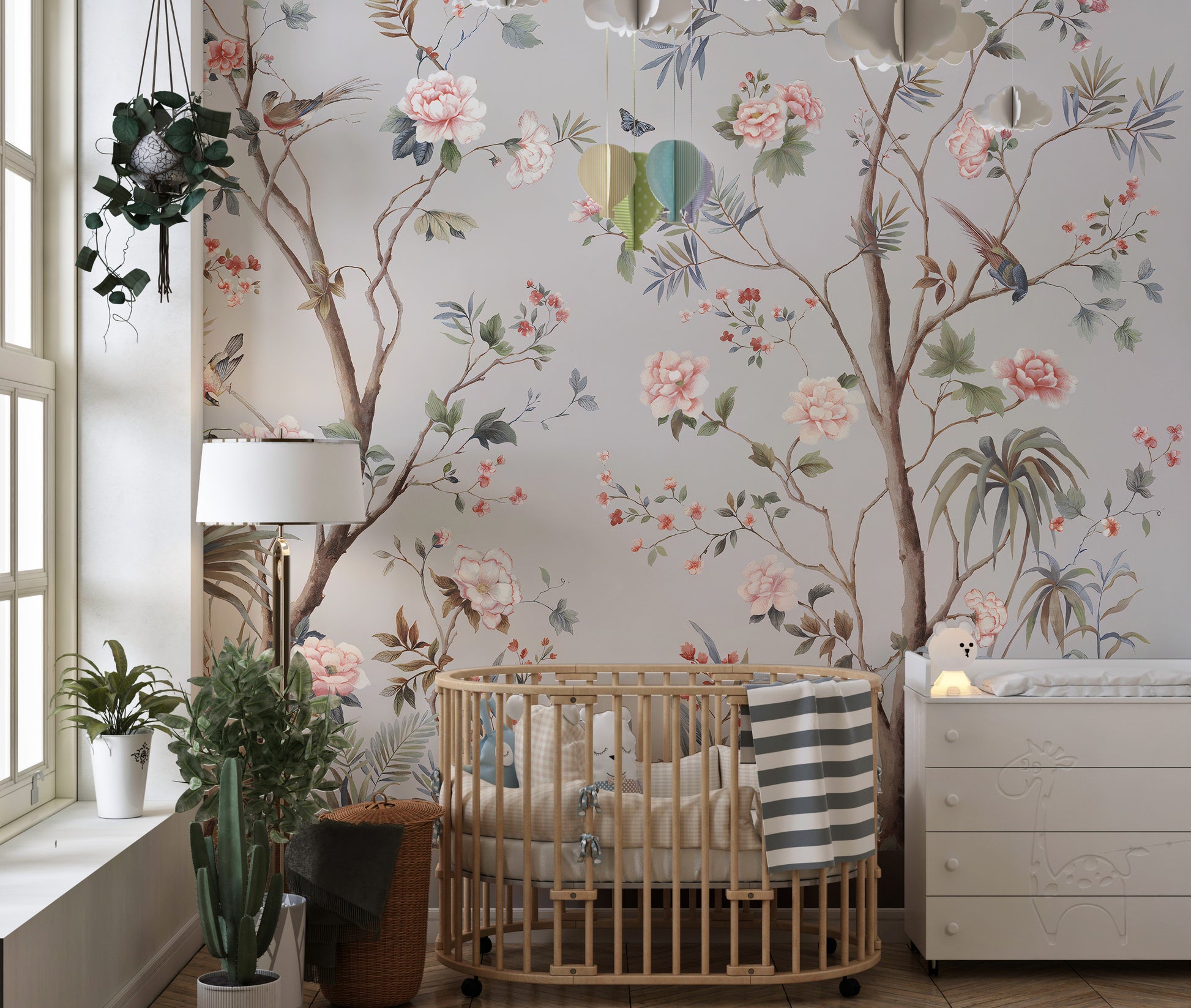 Chinoeserie Floral design Wallpaper Mural - Giffywalls