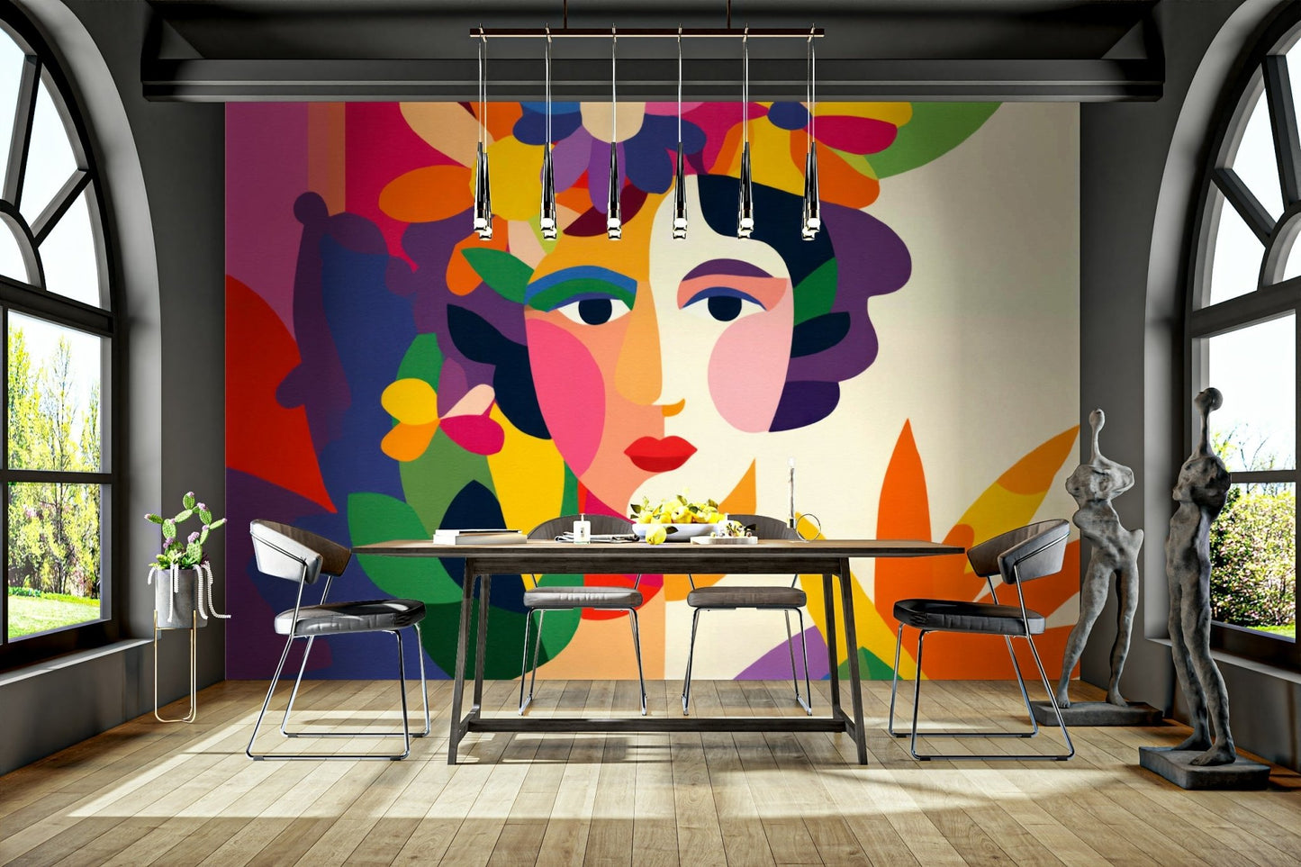 Artistic tribute to modern women in floral style

