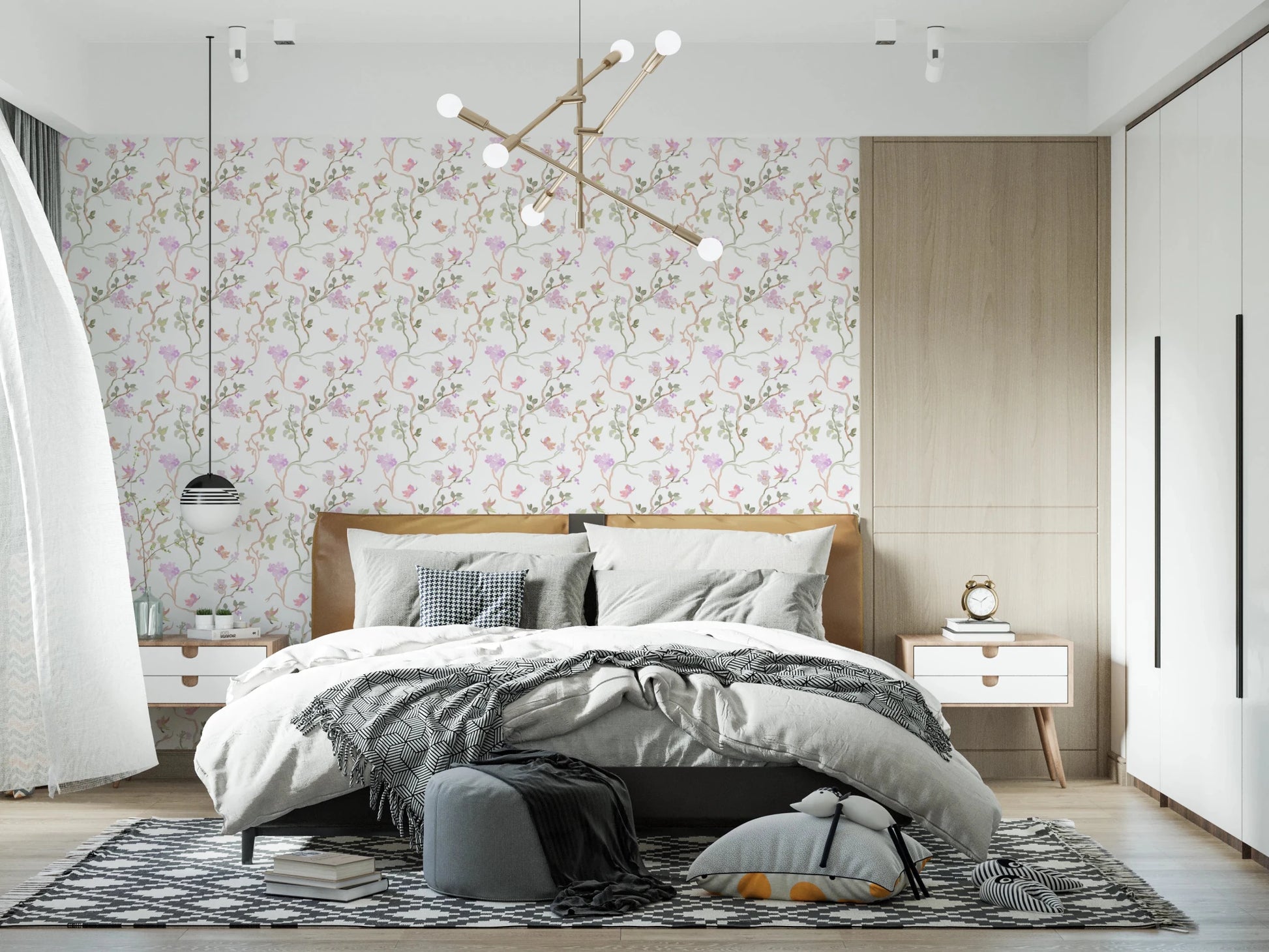 Floral Flight Chinoiserie Dreamy Birds Butterflies Wallpaper⁠