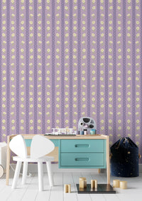Floral Lavender Stripe Wallpaper⁠