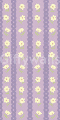 Floral Lavender Stripe Wallpaper⁠