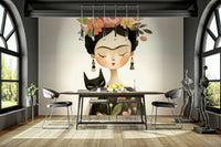 Artistic mural with florals, shadows, and elegance

