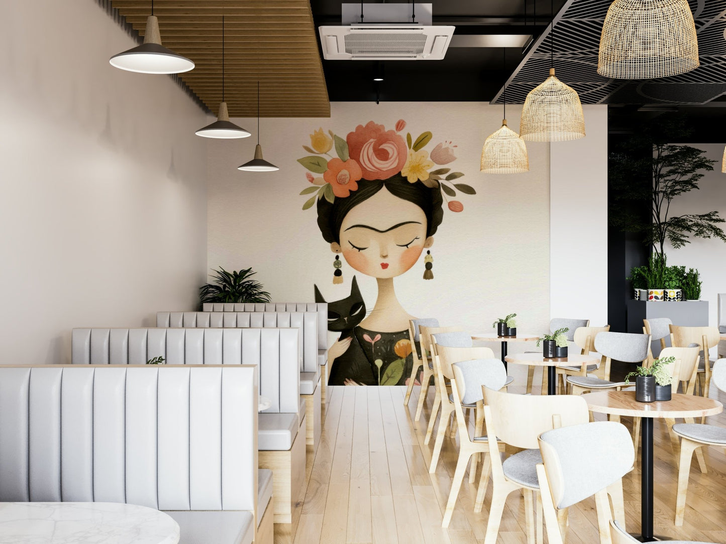 Contemporary feature wall with feminine mystique

