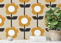 Vintage vibes with Floral Pearl Yellow Color Retro Wallpaper