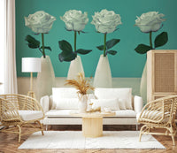 Elegant floral wall mural with four blooms