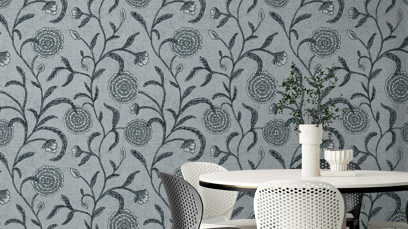 A soft and calming floral wallpaper pattern.

