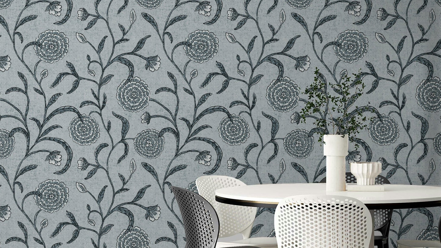 A soft and calming floral wallpaper pattern.
