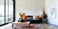 Pale beige wildflower wallpaper for walls interior design.