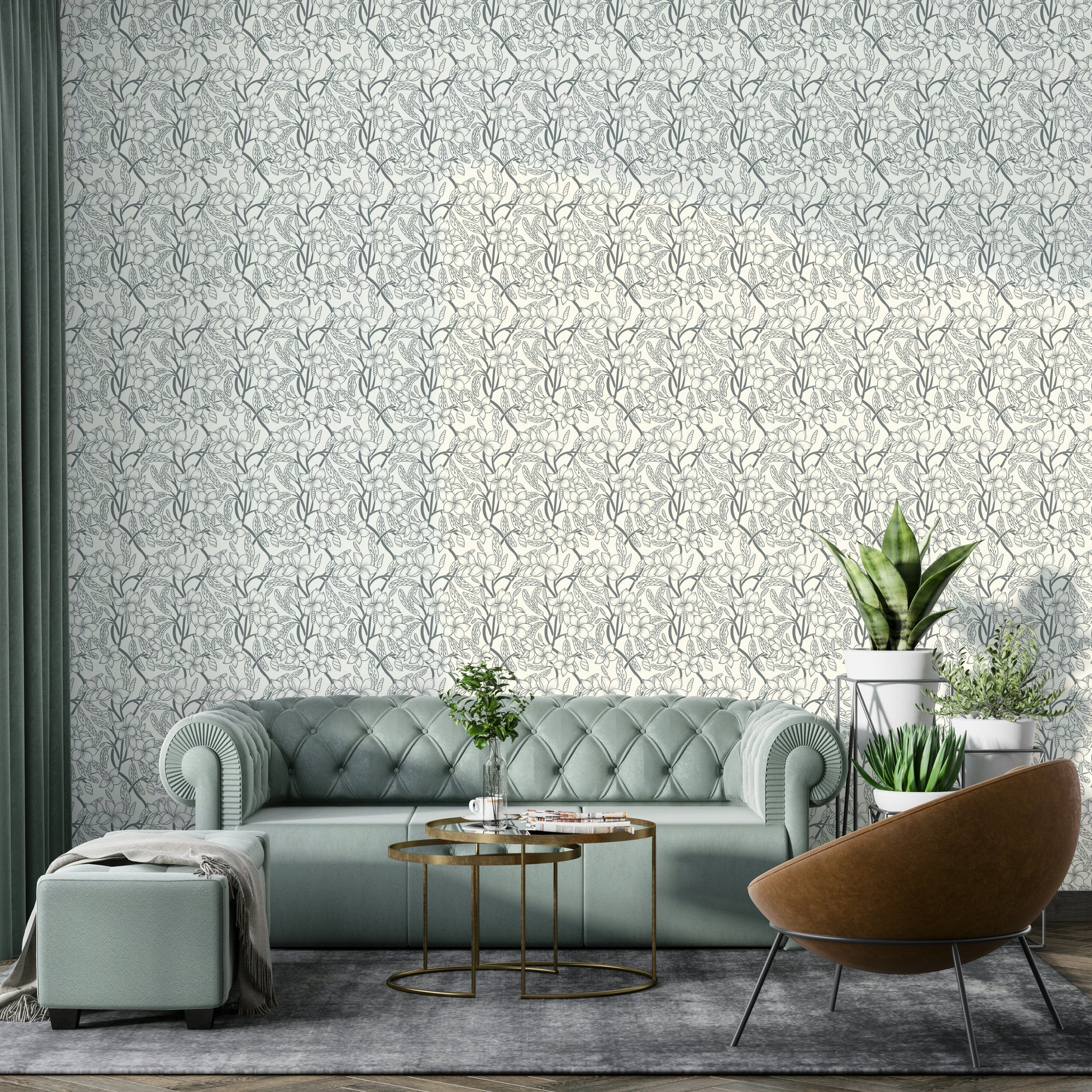 Chic floral still-life wallpaper for walls in a black palette

