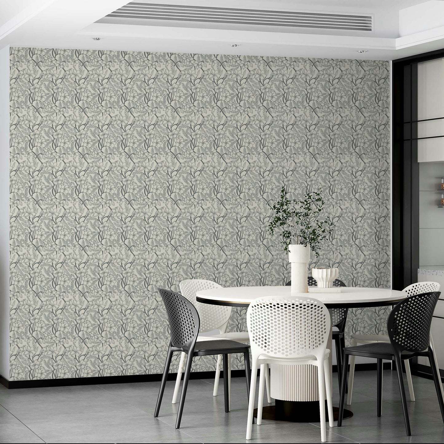 Elegant black floral wallpaper for walls with classic charm

